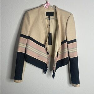 BCBGMaxAzria Cream and Navy Jacket with Pink Accents